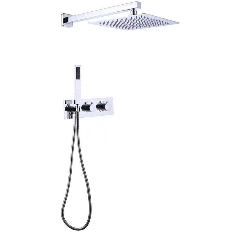 Shower System Square Rain Massage Handheld Shower Wall Mounted Shower Head -Bathlova