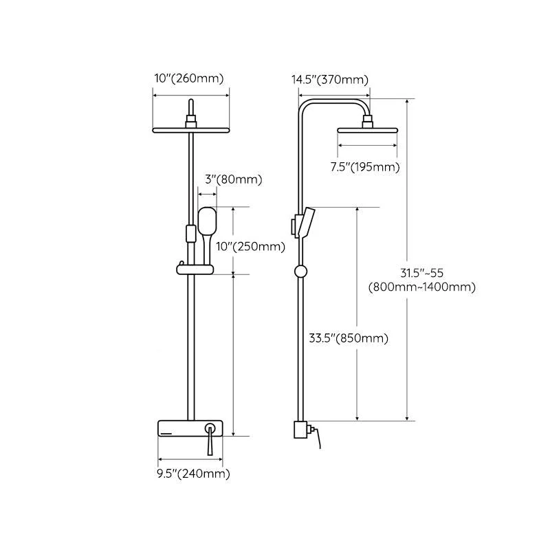 Shower System Trim Lever Hand Square Massage Jet Shower Combo -Bathlova