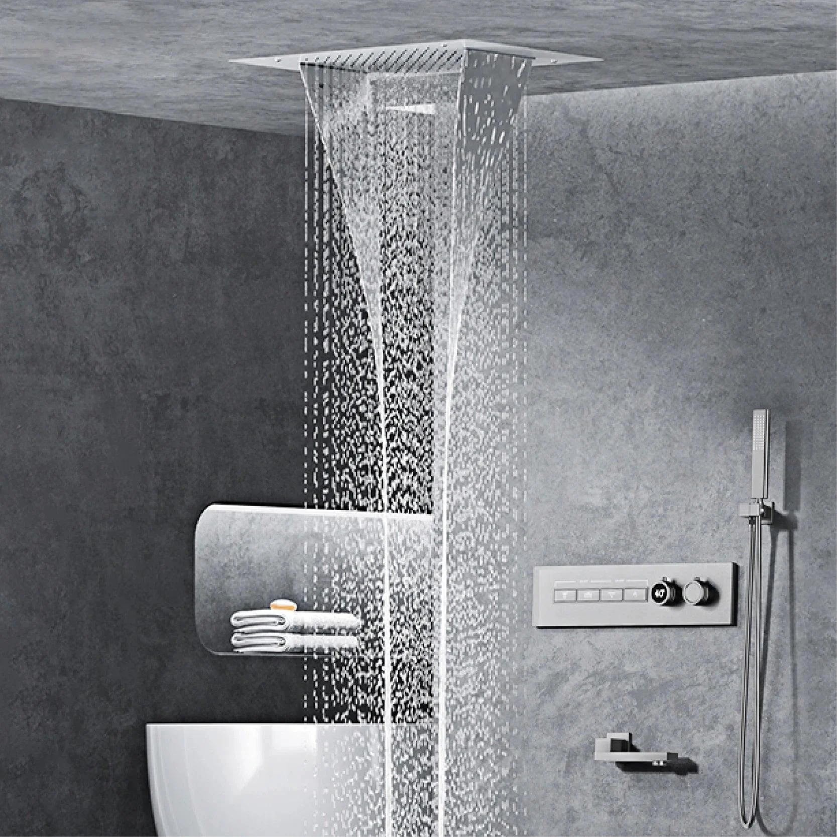 Shower System Wall-mounted Led Digital Display Ceiling Shower Tap -Bathlova