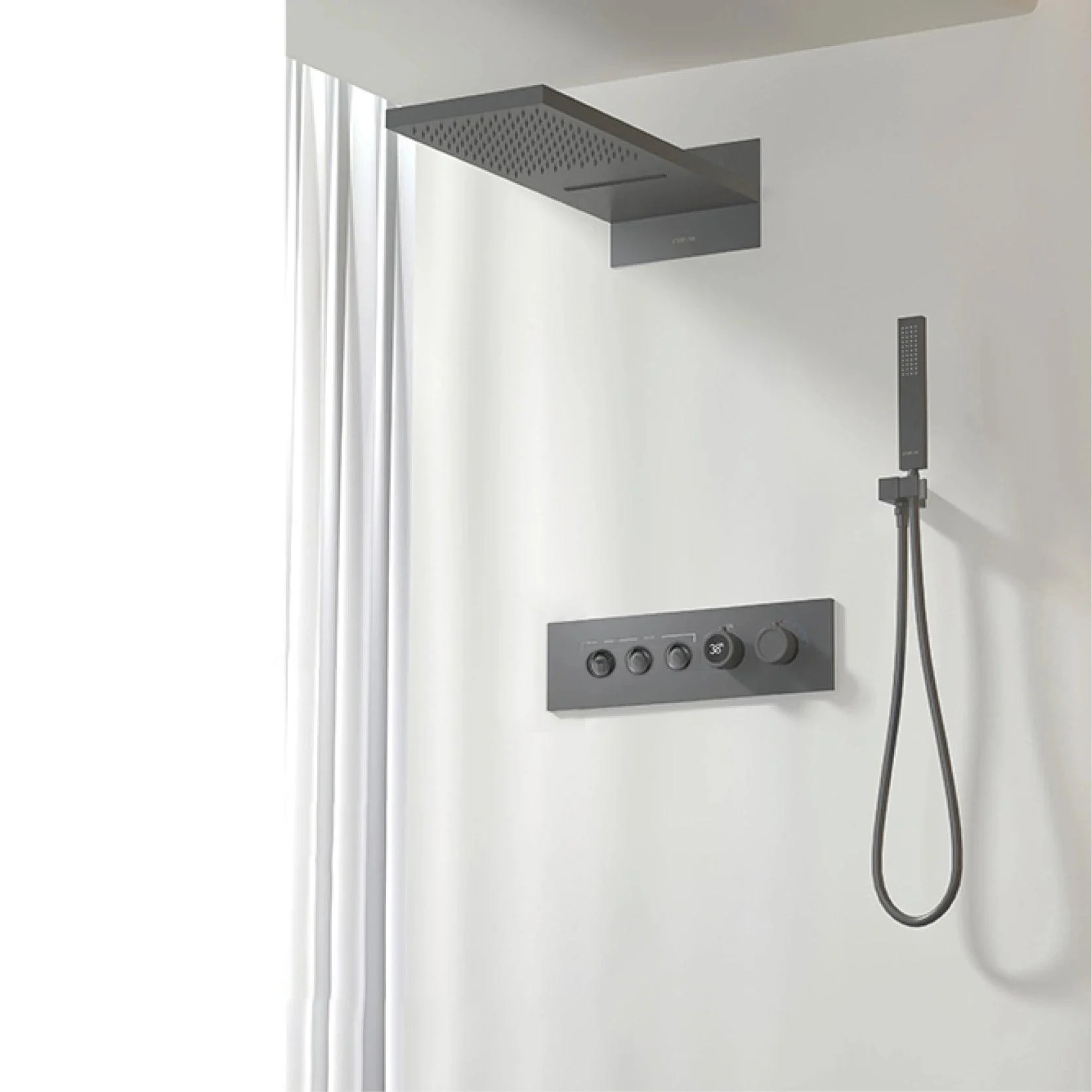 Shower System Wall-mounted Led Digital Display Ceiling Shower Tap -Bathlova