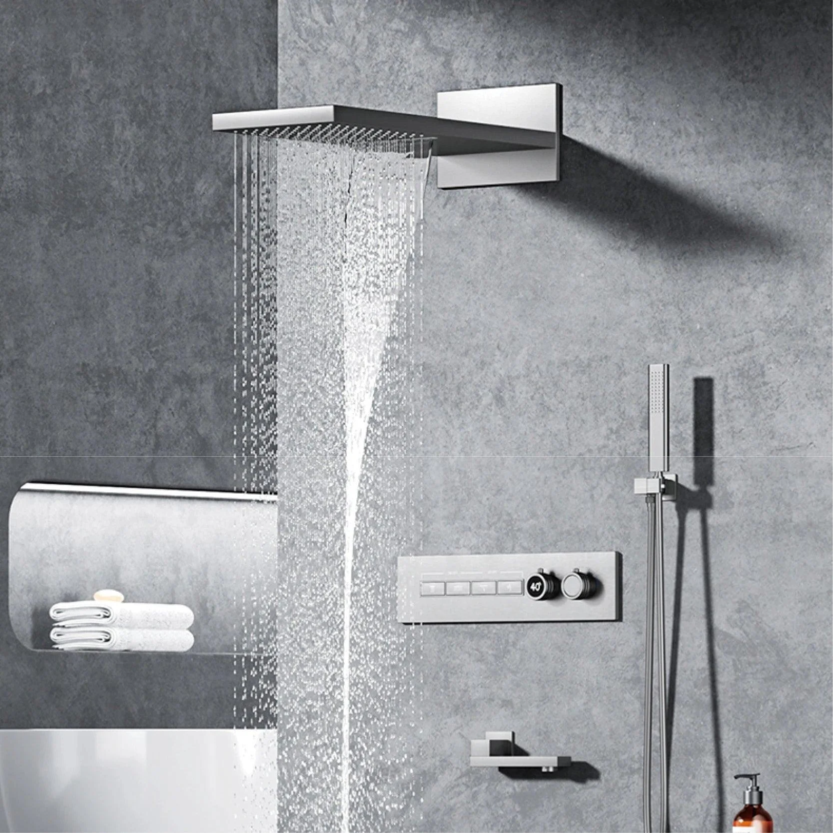 Shower System Wall-mounted Led Digital Display Ceiling Shower Tap -Bathlova