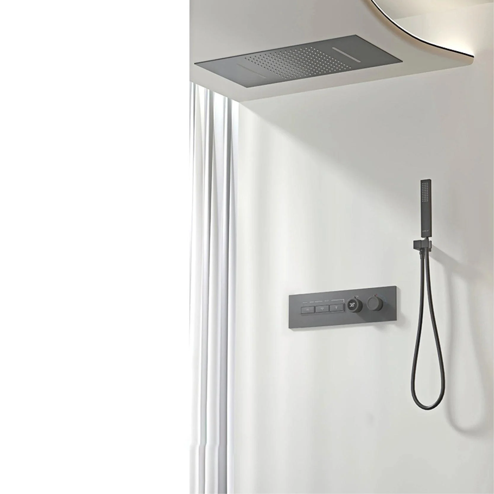 Shower System Wall-mounted Led Digital Display Ceiling Shower Tap -Bathlova