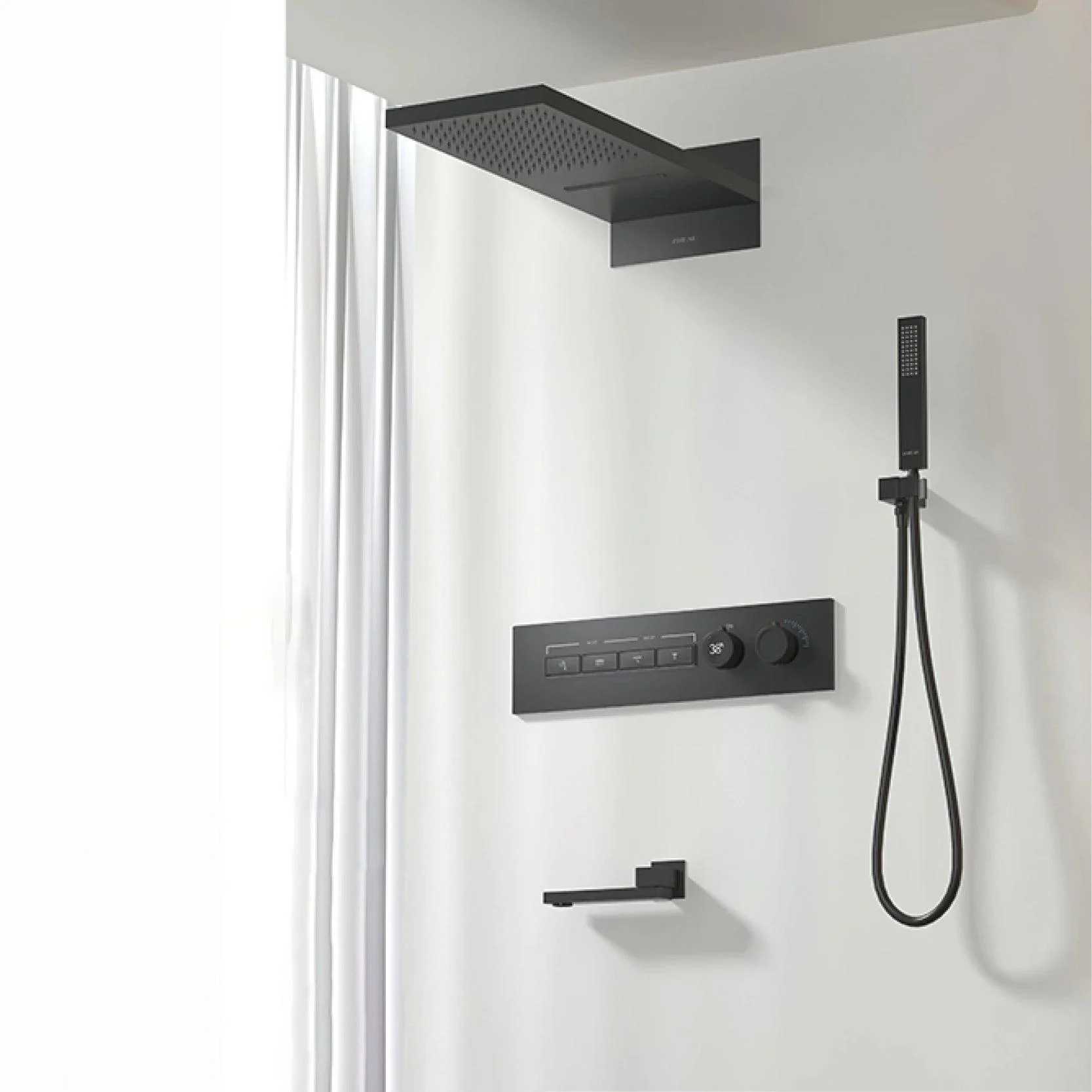 Shower System Wall-mounted Led Digital Display Ceiling Shower Tap -Bathlova