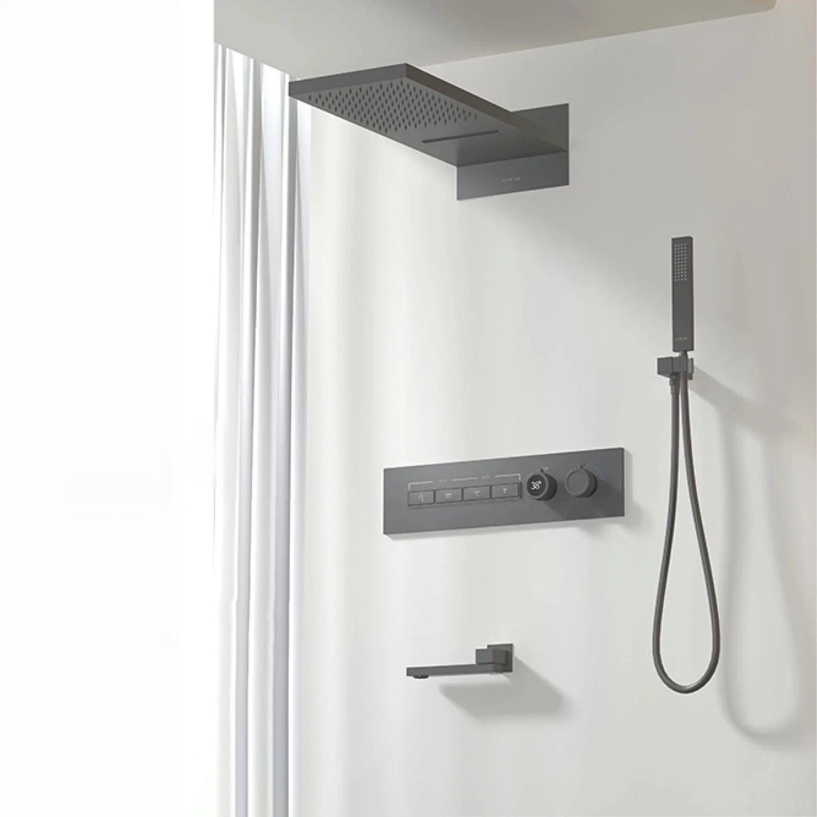 Shower System Wall-mounted Led Digital Display Ceiling Shower Tap -Bathlova