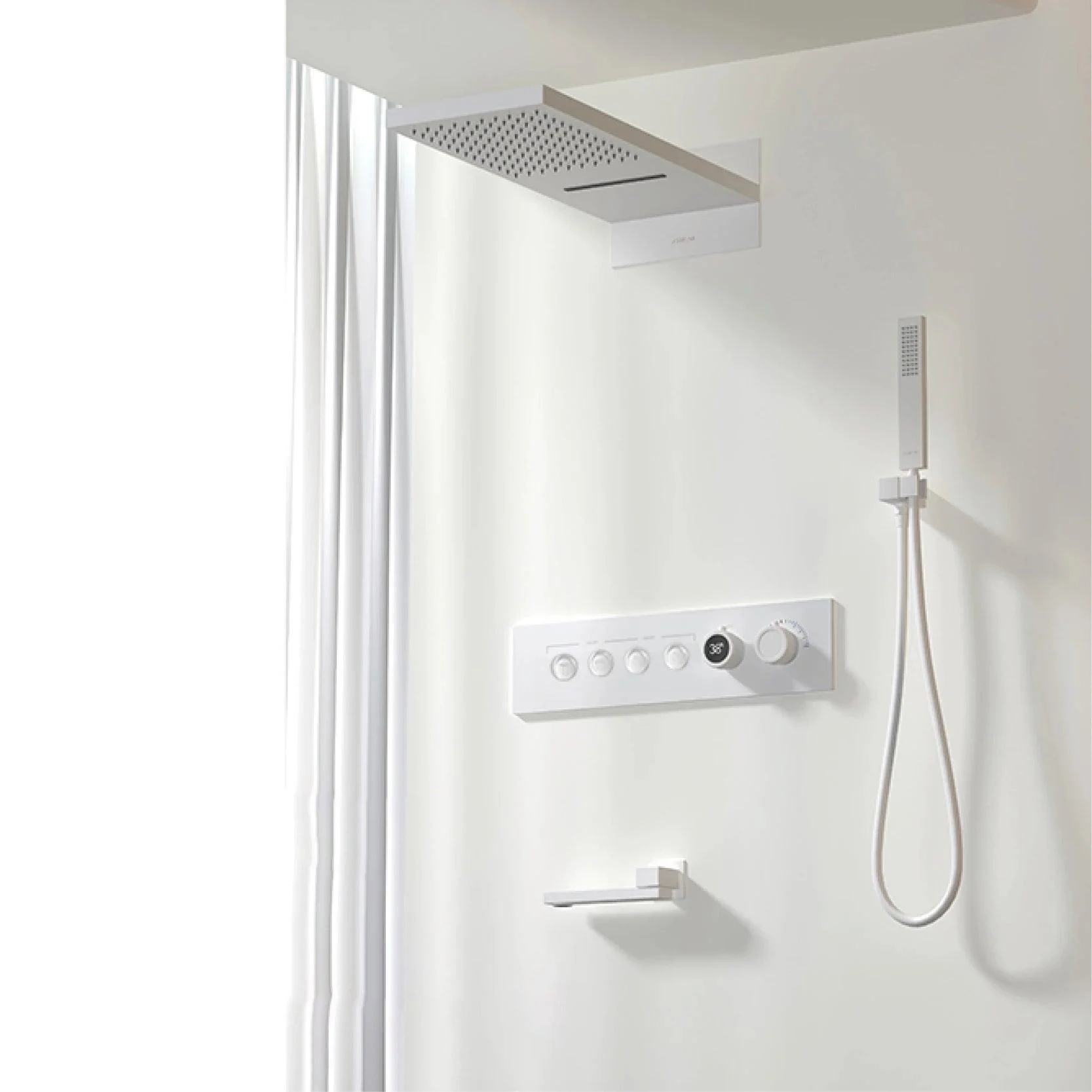 Shower System Wall-mounted Led Digital Display Ceiling Shower Tap -Bathlova