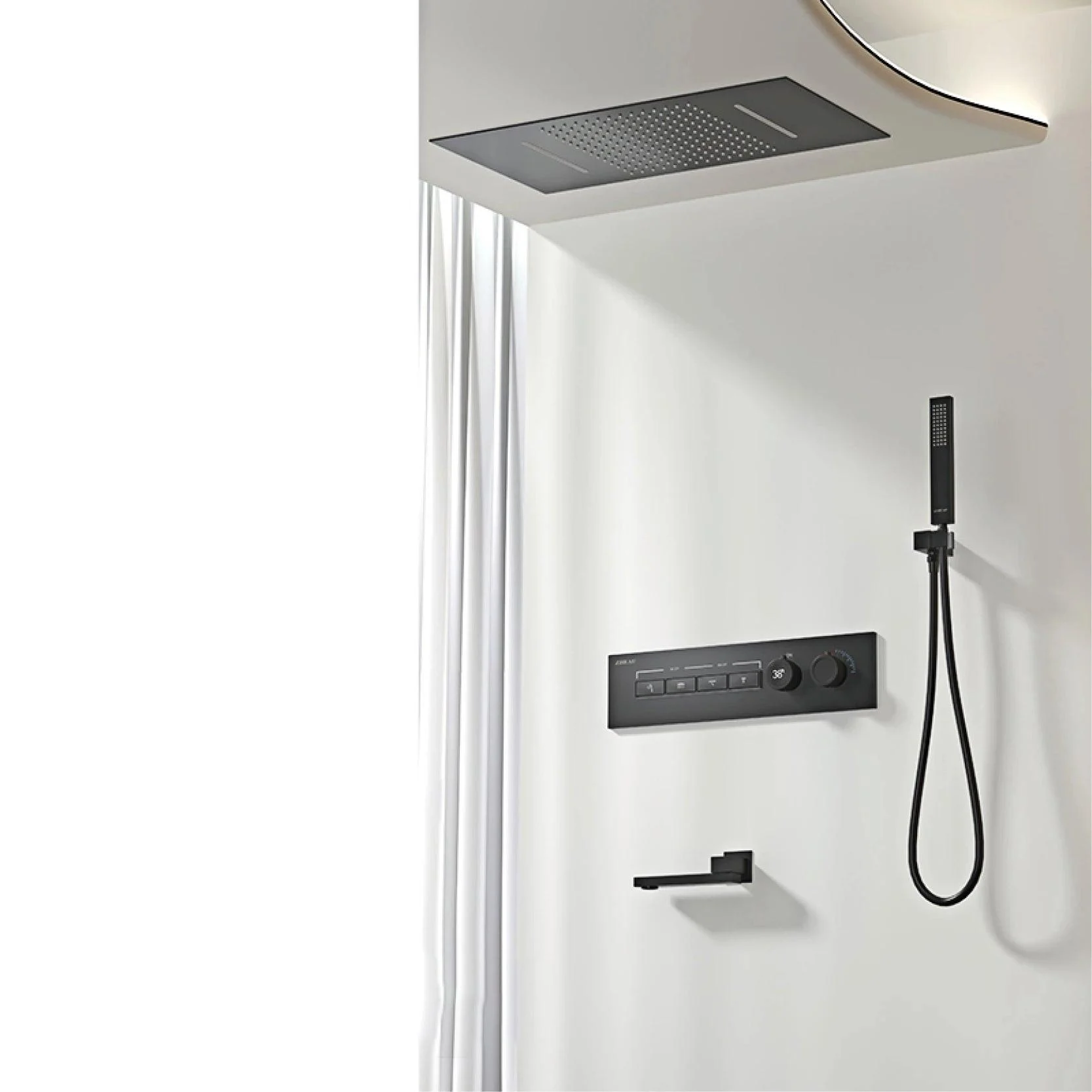 Shower System Wall-mounted Led Digital Display Ceiling Shower Tap -Bathlova