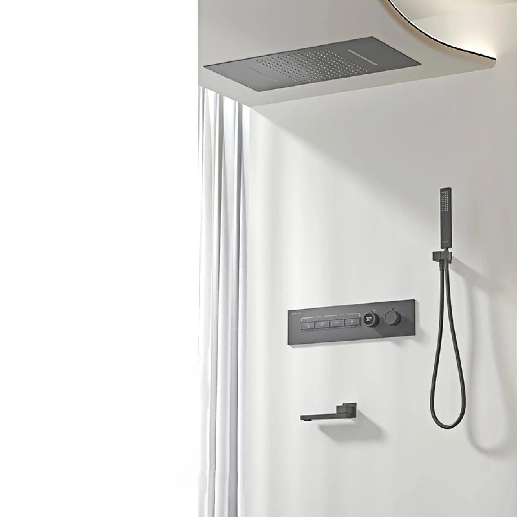 Shower System Wall-mounted Led Digital Display Ceiling Shower Tap -Bathlova