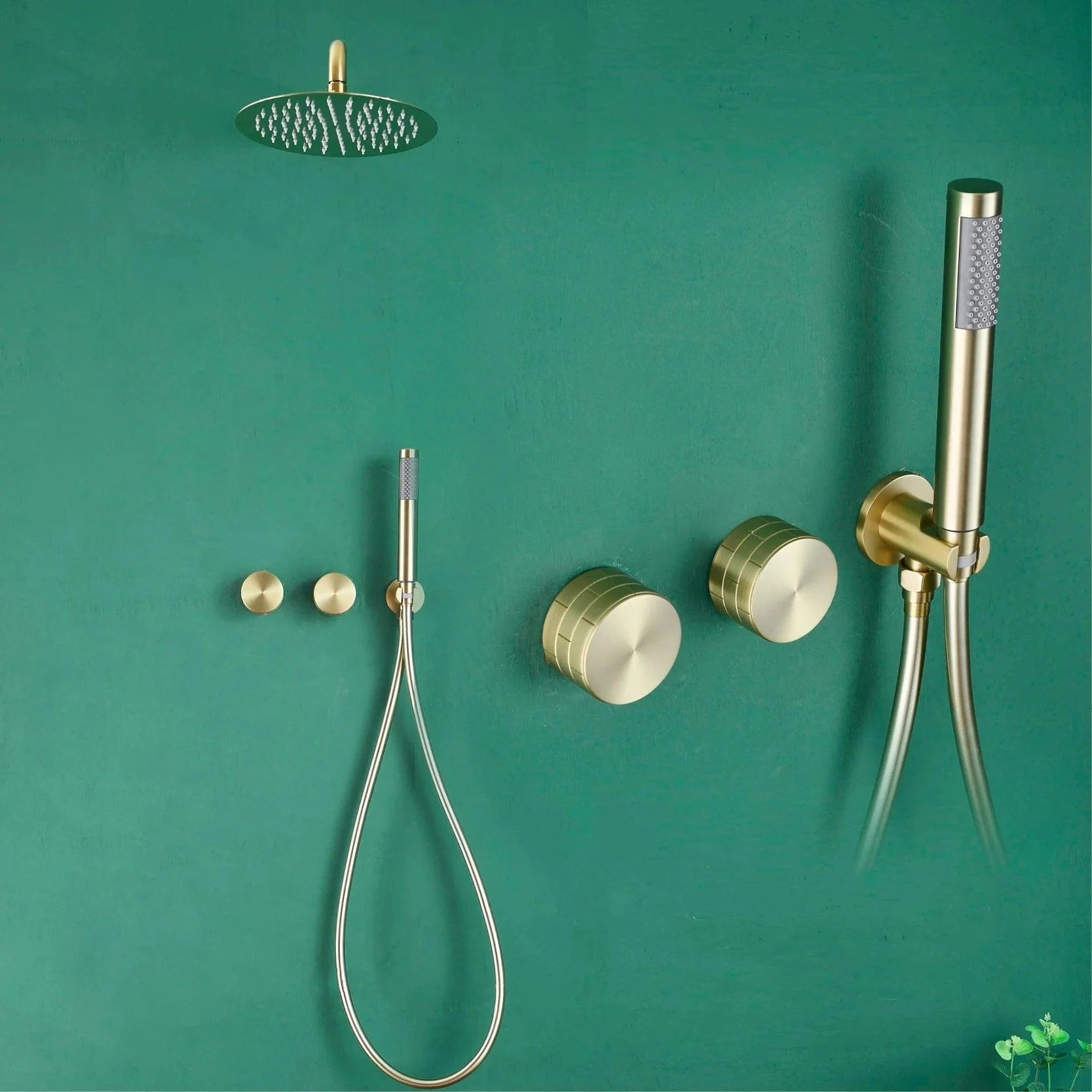 Shower System With Wall Mounted Design Two Handles Dual Control Hidden Tap -Bathlova