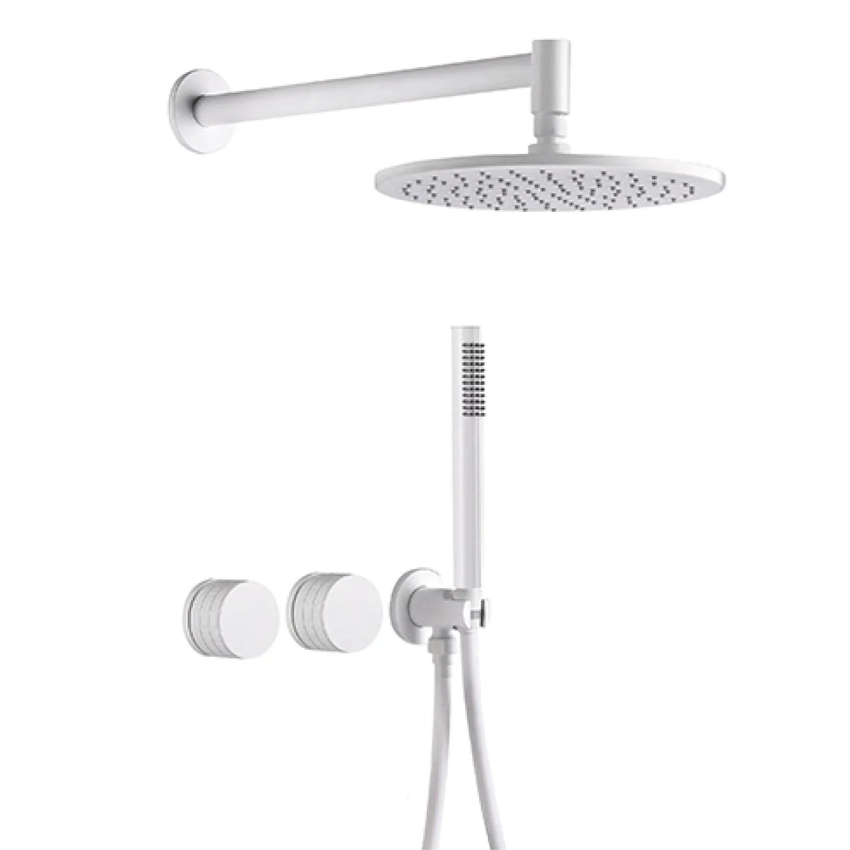 Shower System With Wall Mounted Design Two Handles Dual Control Hidden Tap -Bathlova