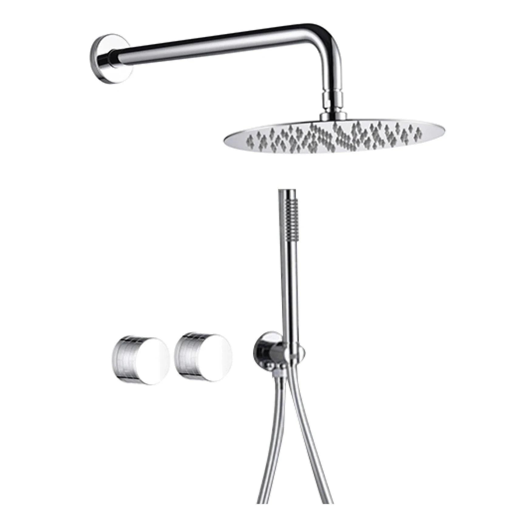 Shower System With Wall Mounted Design Two Handles Dual Control Hidden Tap -Bathlova