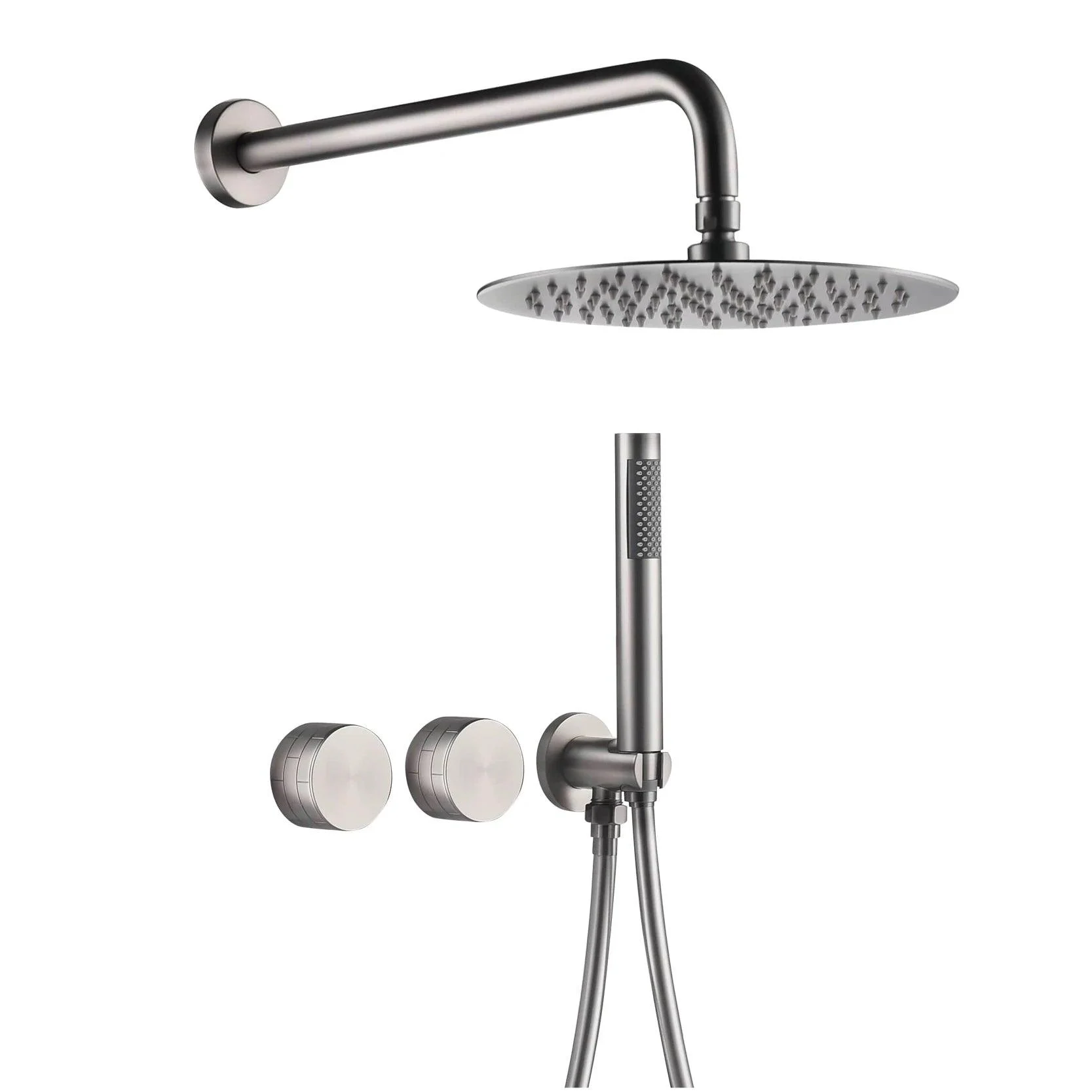 Shower System With Wall Mounted Design Two Handles Dual Control Hidden Tap -Bathlova