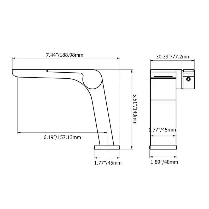 Side Lever Handle Bathroom Sink Tap -Bathlova