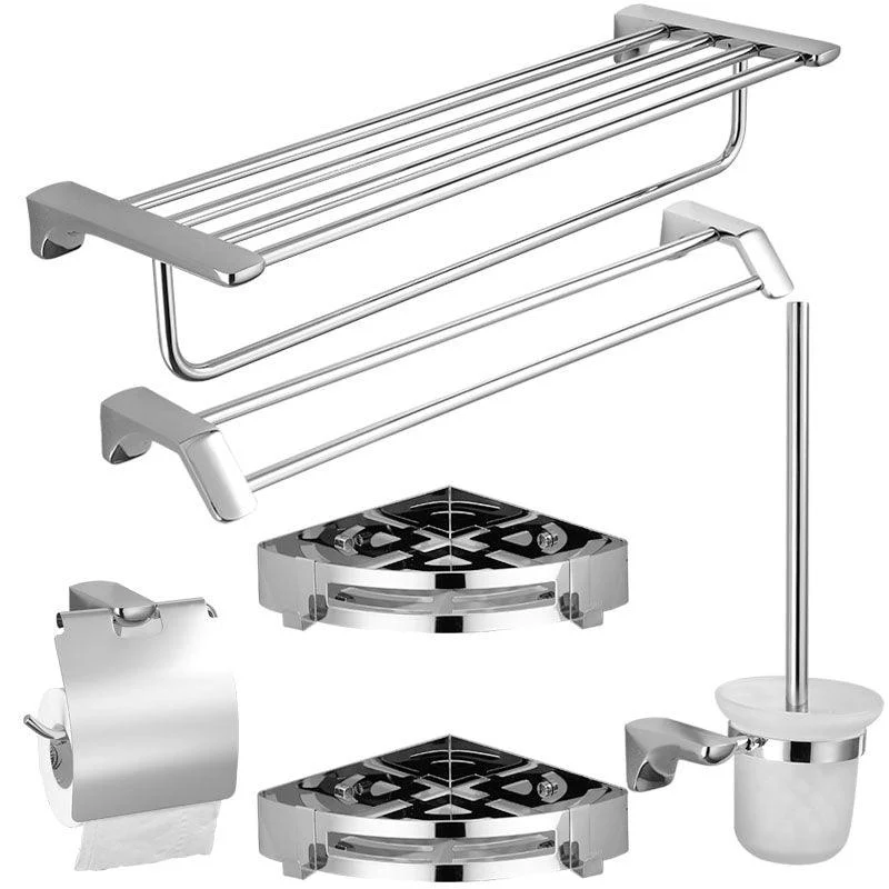 Silver Bathroom Accessories Hardware Set Modern Bathroom Accessory Kit -Bathlova