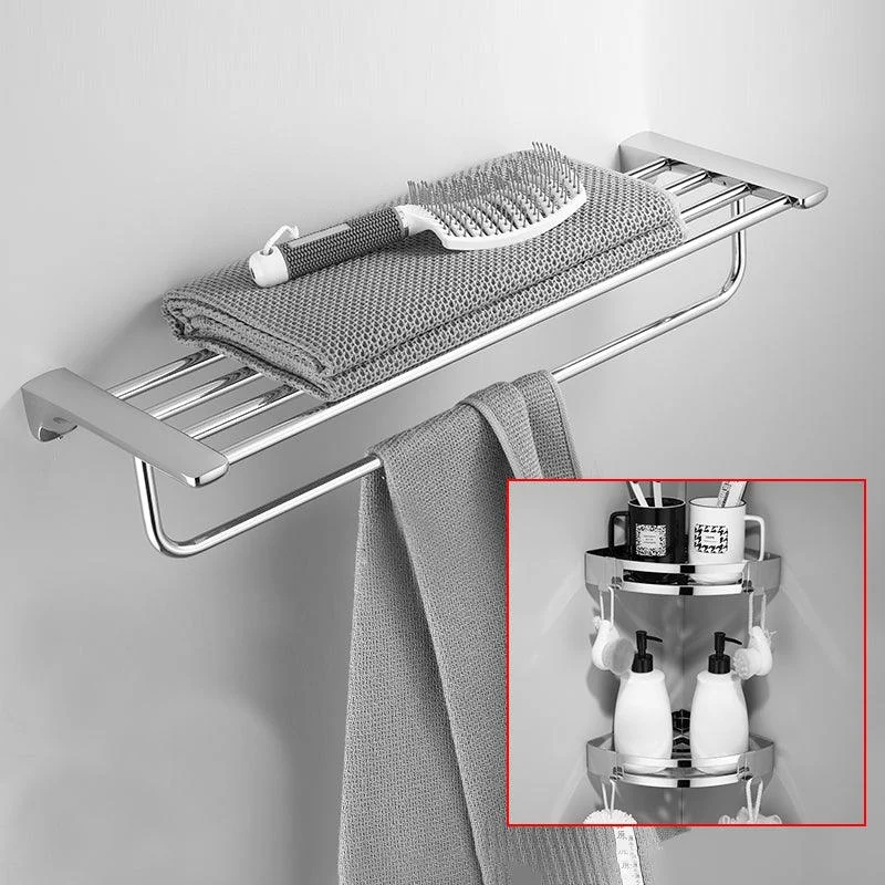 Silver Bathroom Accessories Hardware Set Modern Bathroom Accessory Kit -Bathlova