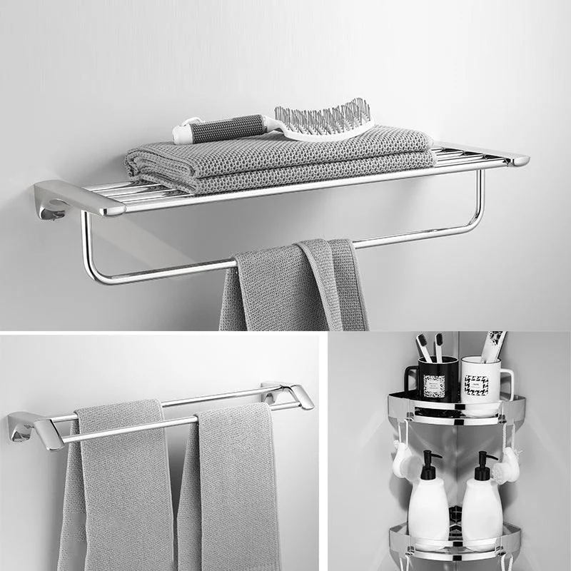 Silver Bathroom Accessories Hardware Set Modern Bathroom Accessory Kit -Bathlova