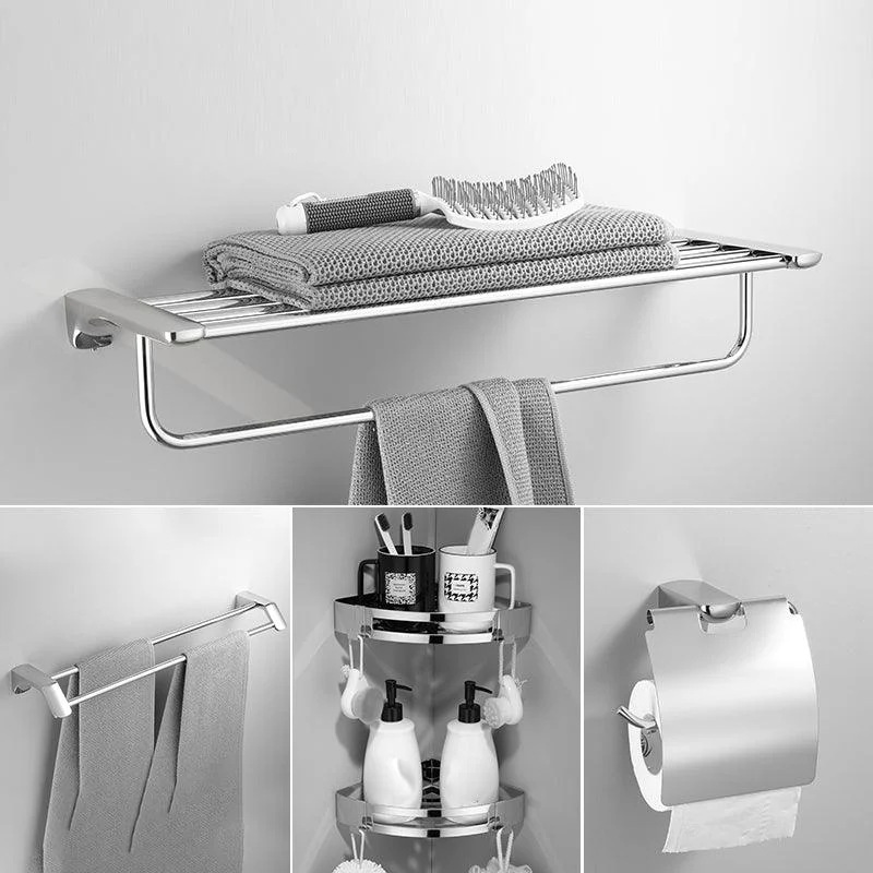 Silver Bathroom Accessories Hardware Set Modern Bathroom Accessory Kit -Bathlova