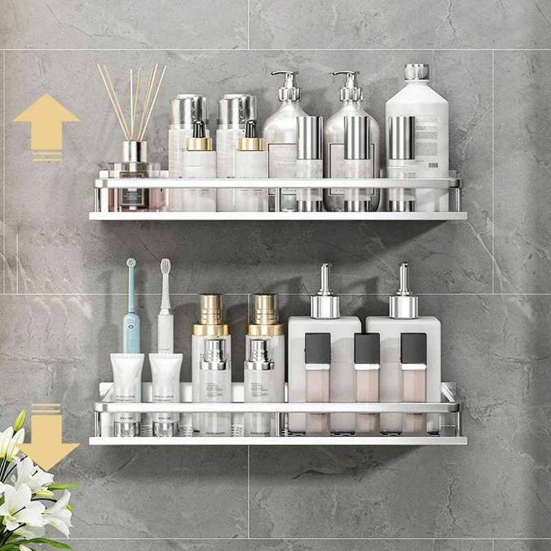 Silver Bathroom Accessory Set Metal 1/2/3 - Piece Bath Shelf -Bathlova