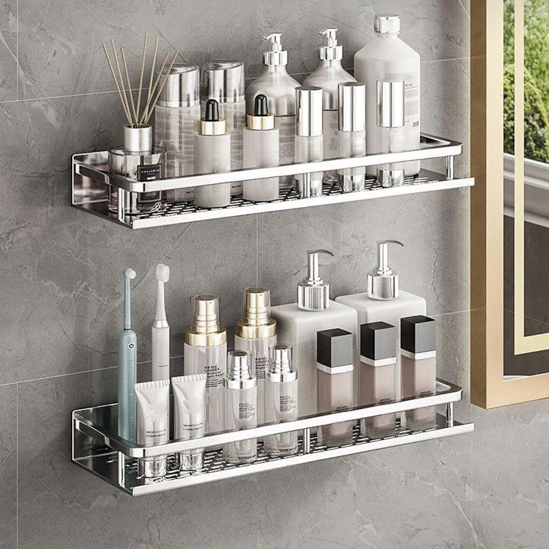 Silver Bathroom Accessory Set Metal 1/2/3 - Piece Bath Shelf -Bathlova