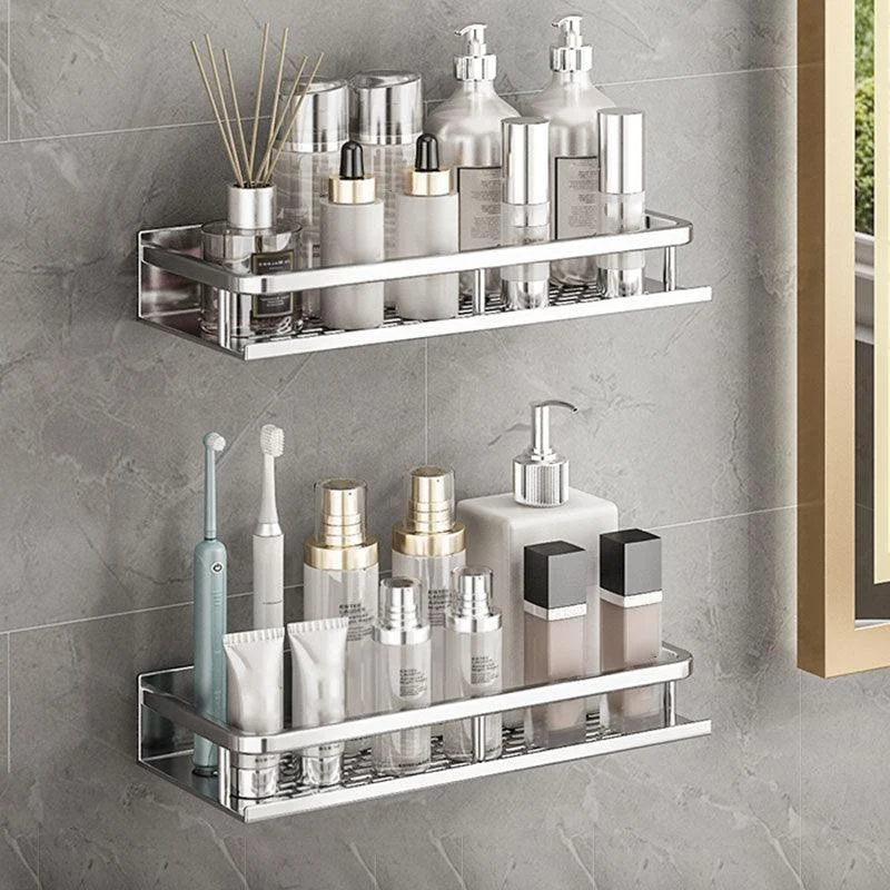 Silver Bathroom Accessory Set Metal 1/2/3 - Piece Bath Shelf -Bathlova