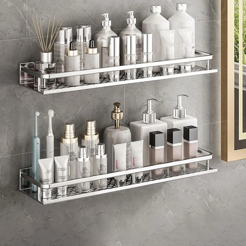 Silver Bathroom Accessory Set Metal 1/2/3 - Piece Bath Shelf -Bathlova