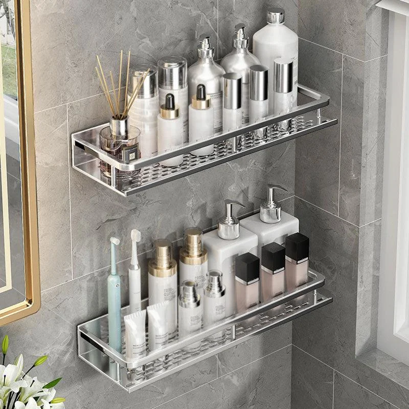 Silver Bathroom Accessory Set Metal 1/2/3 - Piece Bath Shelf -Bathlova