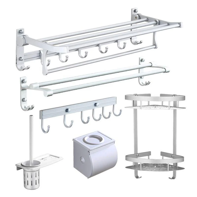 Silver Contemporary Bathroom Hardware Set Stainless Aluminum Bathroom Set -Bathlova