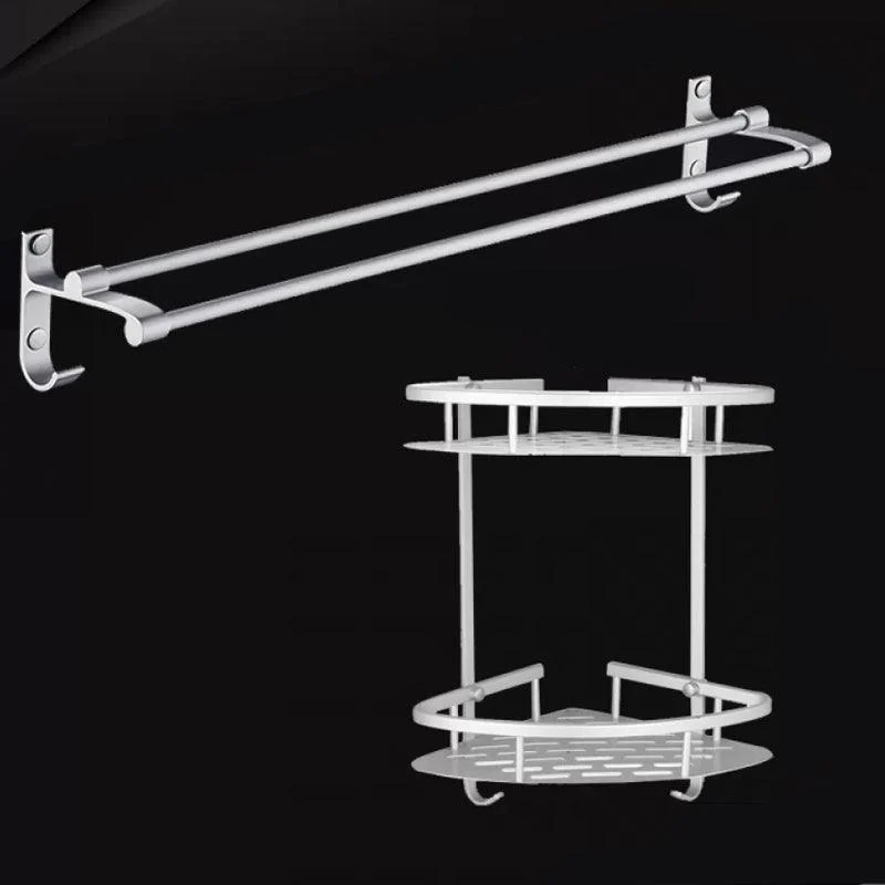 Silver Contemporary Bathroom Hardware Set Stainless Aluminum Bathroom Set -Bathlova