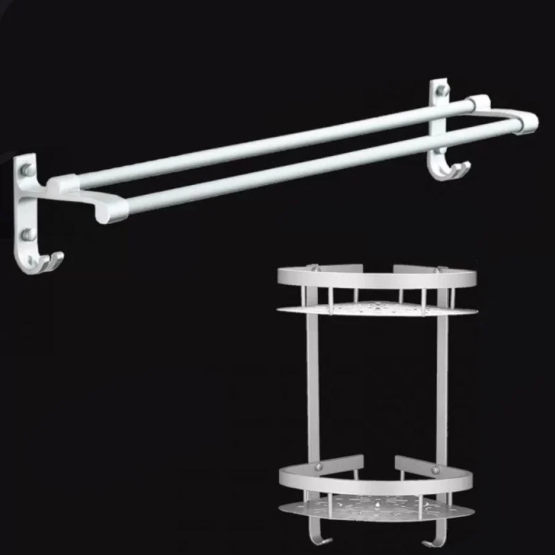 Silver Contemporary Bathroom Hardware Set Stainless Aluminum Bathroom Set -Bathlova