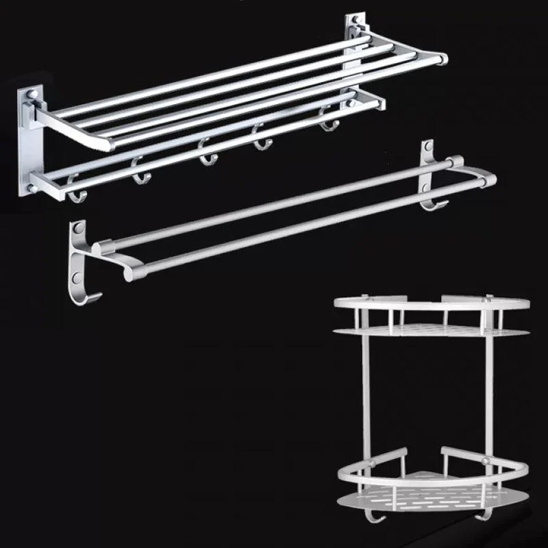 Silver Contemporary Bathroom Hardware Set Stainless Aluminum Bathroom Set -Bathlova