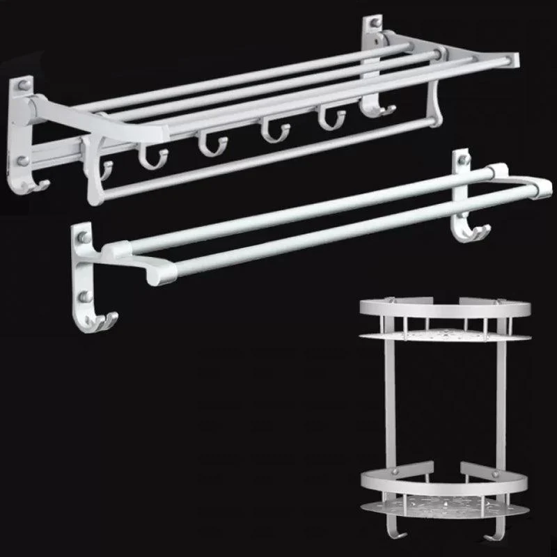 Silver Contemporary Bathroom Hardware Set Stainless Aluminum Bathroom Set -Bathlova