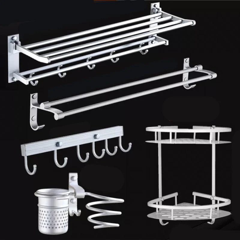 Silver Contemporary Bathroom Hardware Set Stainless Aluminum Bathroom Set -Bathlova