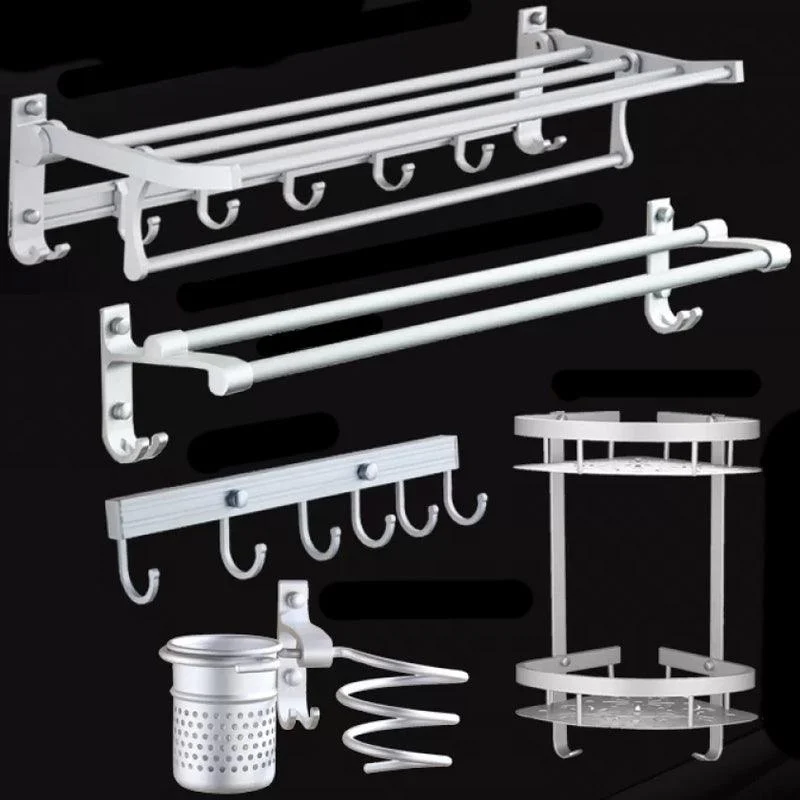 Silver Contemporary Bathroom Hardware Set Stainless Aluminum Bathroom Set -Bathlova