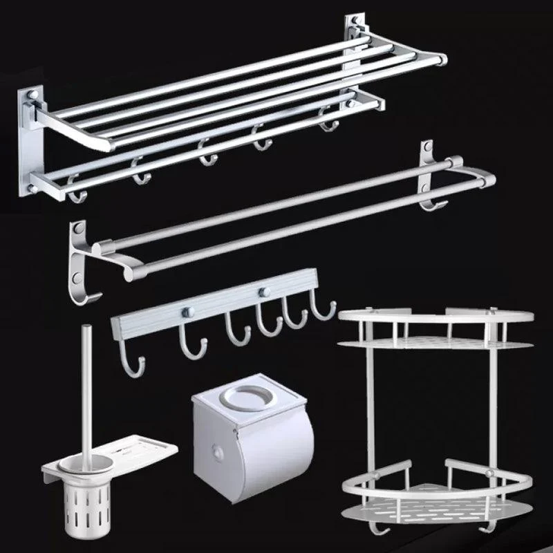 Silver Contemporary Bathroom Hardware Set Stainless Aluminum Bathroom Set -Bathlova