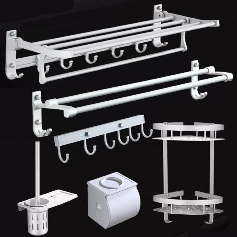 Silver Contemporary Bathroom Hardware Set Stainless Aluminum Bathroom Set -Bathlova