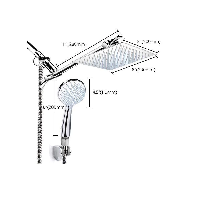 Silver Dual Shower Head 3 Setting Medium Flow Wall-Mount Showerhead -Bathlova