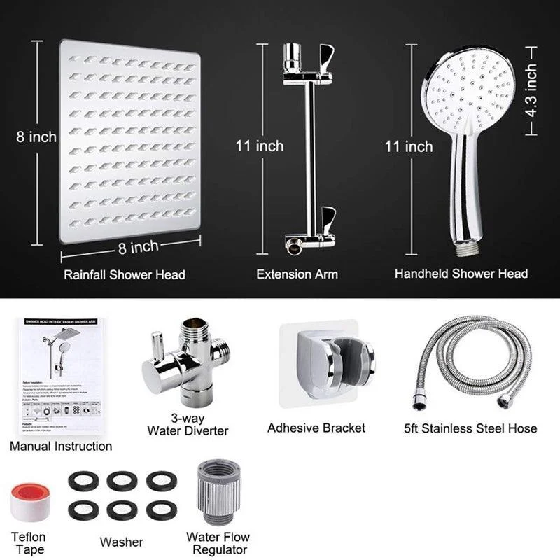 Silver Dual Shower Head 3 Setting Medium Flow Wall-Mount Showerhead -Bathlova