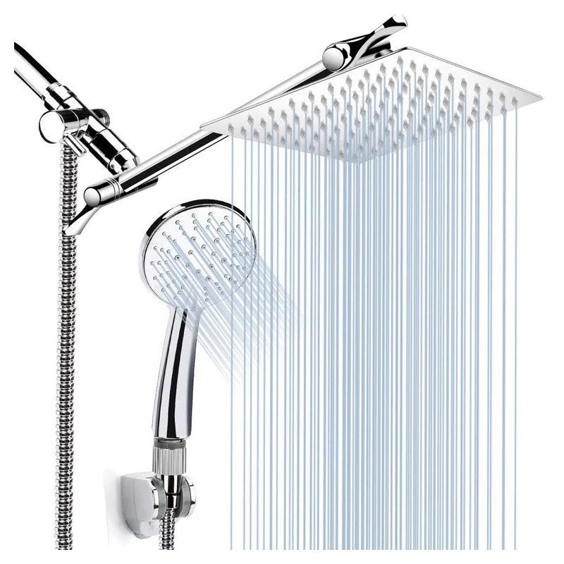 Silver Dual Shower Head 3 Setting Medium Flow Wall-Mount Showerhead -Bathlova