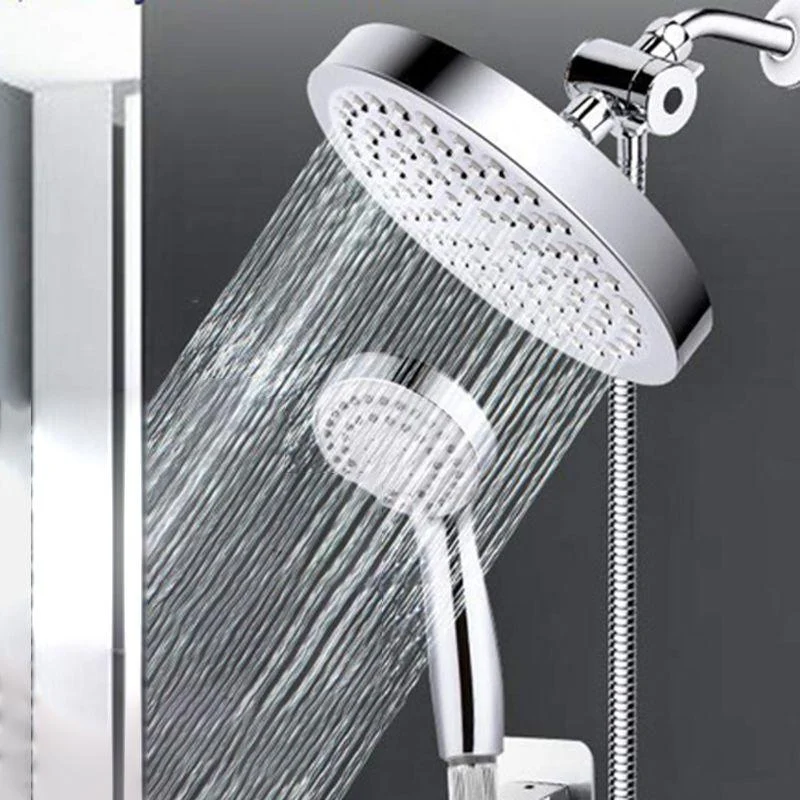 Silver Dual Shower Head with Hose Modern Style Wall-Mount Showerhead -Bathlova