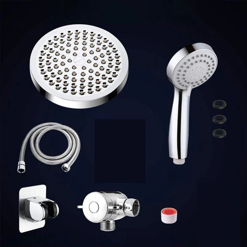 Silver Dual Shower Head with Hose Modern Style Wall-Mount Showerhead -Bathlova