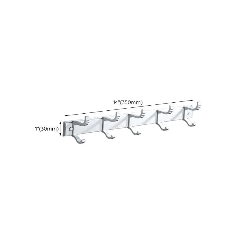 Silver Modern Bathroom Accessory Set with Bath Shelf/Towel Bar & Robe Hooks -Bathlova