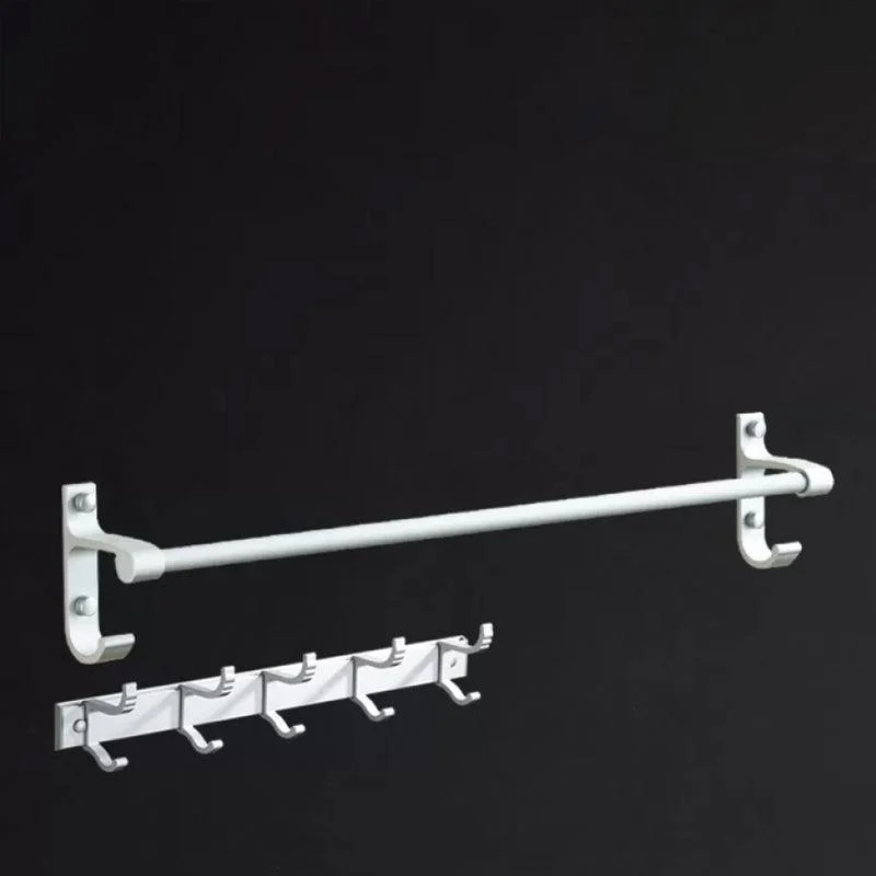 Silver Modern Bathroom Accessory Set with Bath Shelf/Towel Bar & Robe Hooks -Bathlova