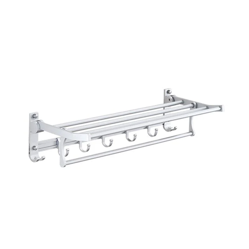 Silver Modern Bathroom Accessory Set with Bath Shelf/Towel Bar & Robe Hooks -Bathlova