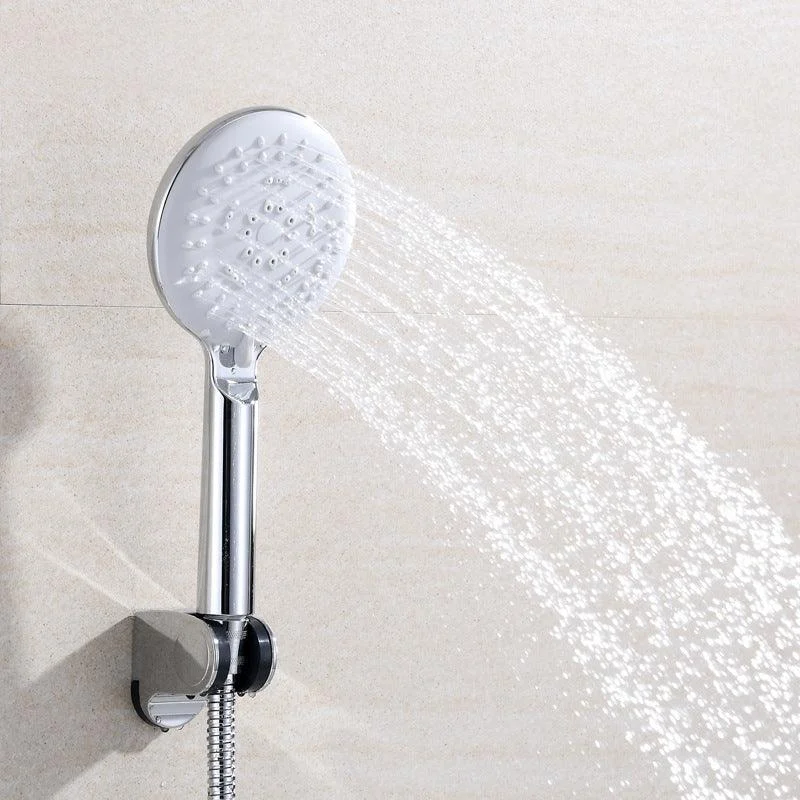 Silver Shower Head Combo Metal Modern 5-Spray Patterns Shower Heads -Bathlova