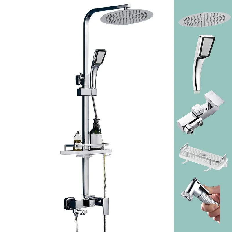 Silver Shower Set Pressurized Shower Head Thermostatic Bathroom Shower Water Tap -Bathlova