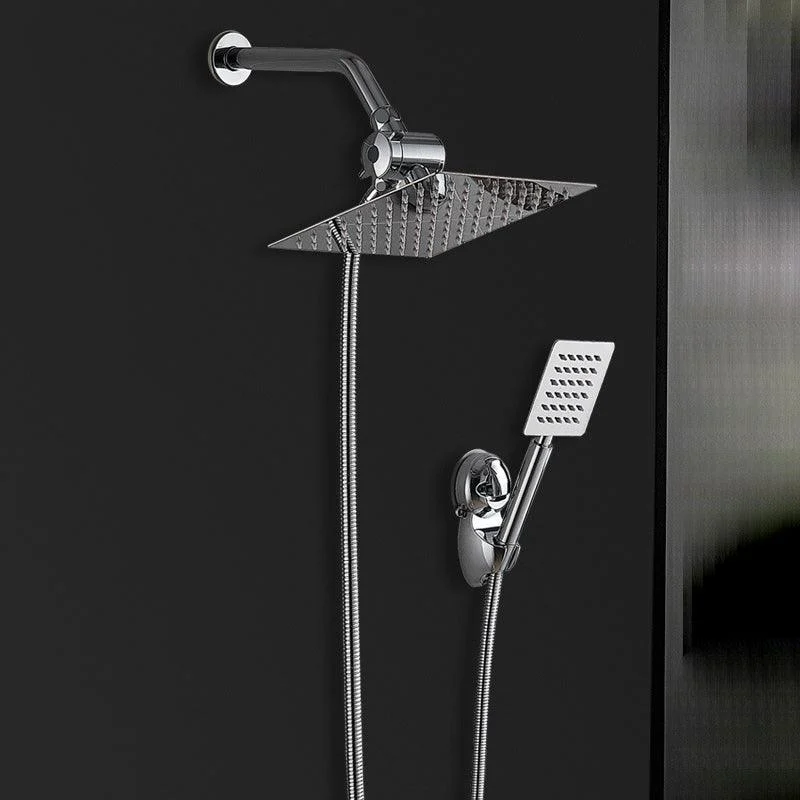 Silver Square Dual Shower Head Modern Water Filtration Wall-Mount Showerhead -Bathlova