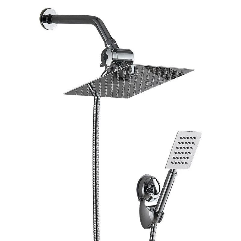 Silver Square Dual Shower Head Modern Water Filtration Wall-Mount Showerhead -Bathlova