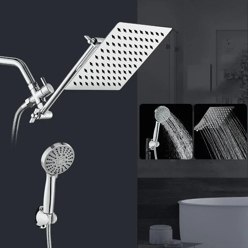 Silver Square Fixed Shower Head Modern Style Wall-Mount Showerhead -Bathlova