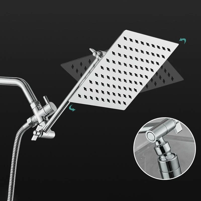 Silver Square Fixed Shower Head Modern Style Wall-Mount Showerhead -Bathlova