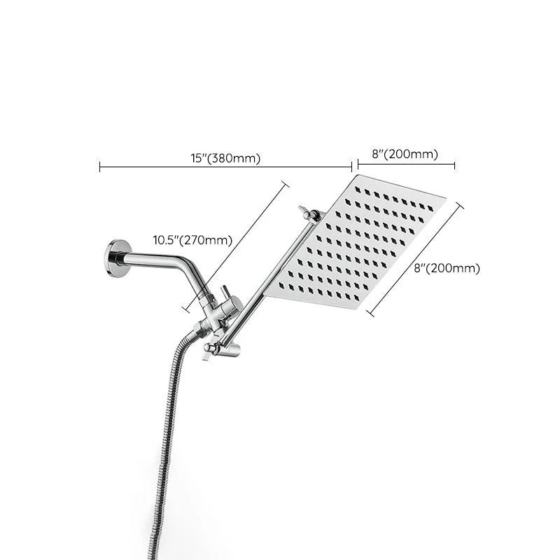 Silver Square Fixed Shower Head Modern Style Wall-Mount Showerhead -Bathlova