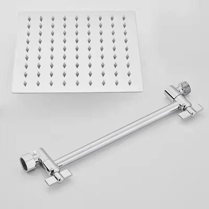 Silver Square Fixed Shower Head Modern Style Wall-Mount Showerhead -Bathlova